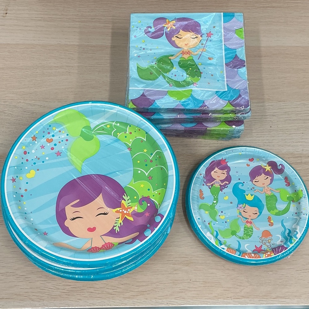 Mermaid Party Plates and Napkins Set